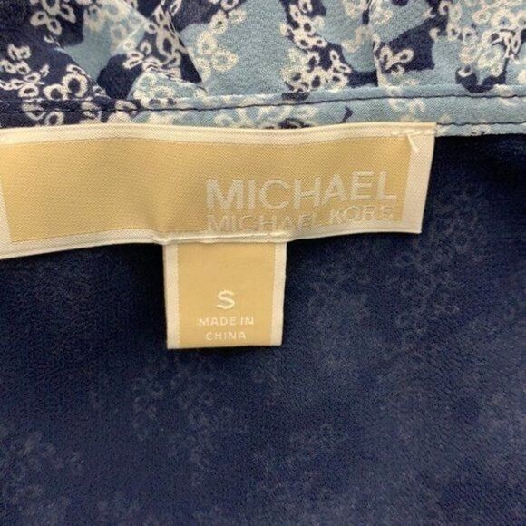 Michael Kors Women Blue Floral Flutter Sleeve Wrap Dress Size S - Picture 7 of 8
